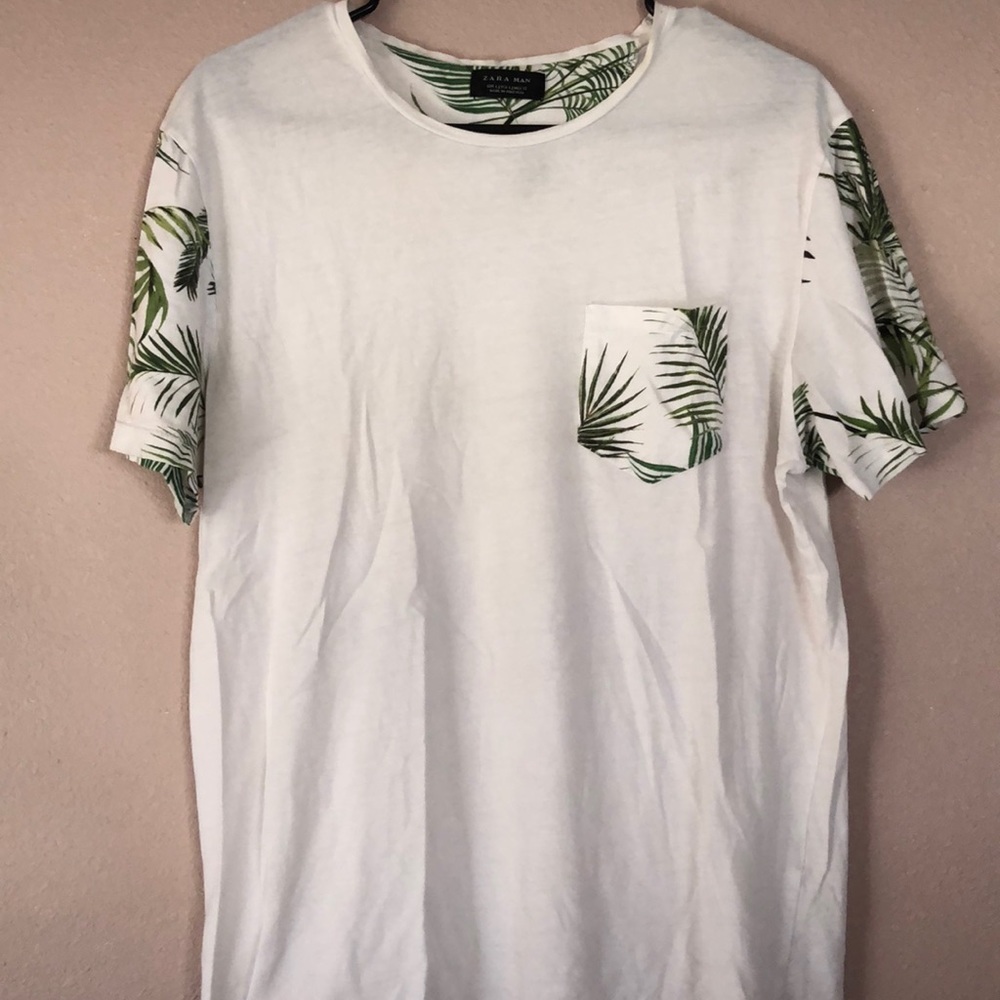 White shirt with leaf pattern